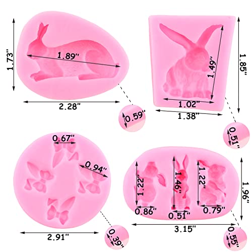 ZiXiang Rabbit Silicone Fondant Mold Easter Bunny Ears Chocolate Molds For Cake Decorating Cupcake Topper Candy Gum Paste Set Of 4 - Image 2