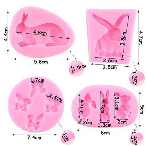 ZiXiang Rabbit Silicone Fondant Mold Easter Bunny Ears Chocolate Molds For Cake Decorating Cupcake Topper Candy Gum Paste Set Of 4 - Image 3