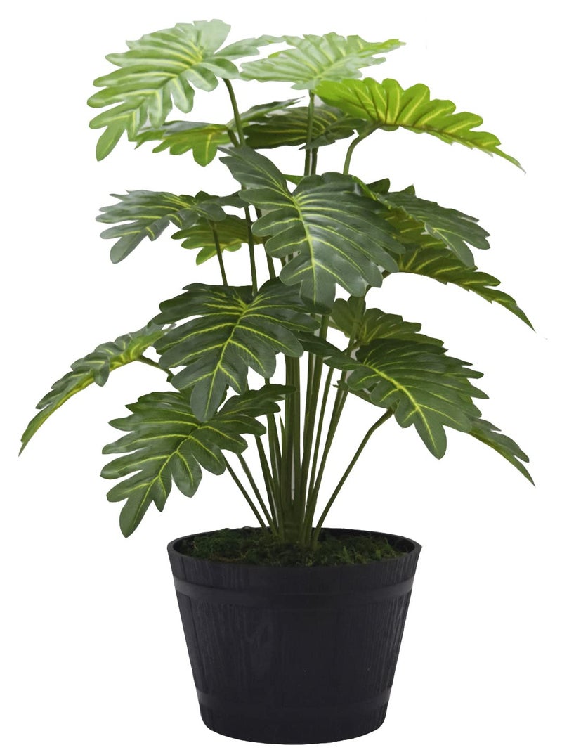 Fourwalls Beautiful Artificial Miniature PVC Silk Floor Plant with Big Leaves and Without Pot (18 Leaves, 65 cm Tall, Green) - Image 1