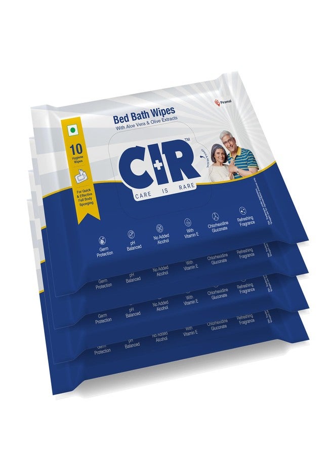 CIR Soft Body Cleansing Wet Bed Bath Wipes for Adults | Body Sponging | Extra Large, 10 Wipes/Pack (Pack of 4), 40 Wipes, White, One Size - Image 1