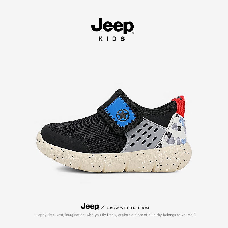 Jeep Baby Shoes 2025 Spring & Fall New Breathable Mesh Sports Shoes One-Leg Girls' Shoes For Small And Medium-Sized Children Velcro - Image 2