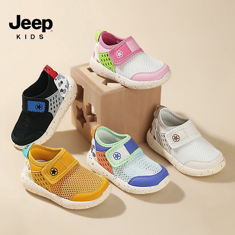 Jeep Baby Shoes 2025 Spring & Fall New Breathable Mesh Sports Shoes One-Leg Girls' Shoes For Small And Medium-Sized Children Velcro - Image 5