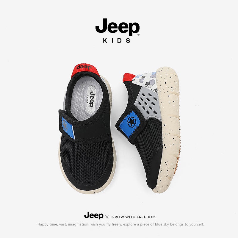 Jeep Baby Shoes 2025 Spring & Fall New Breathable Mesh Sports Shoes One-Leg Girls' Shoes For Small And Medium-Sized Children Velcro - Image 3