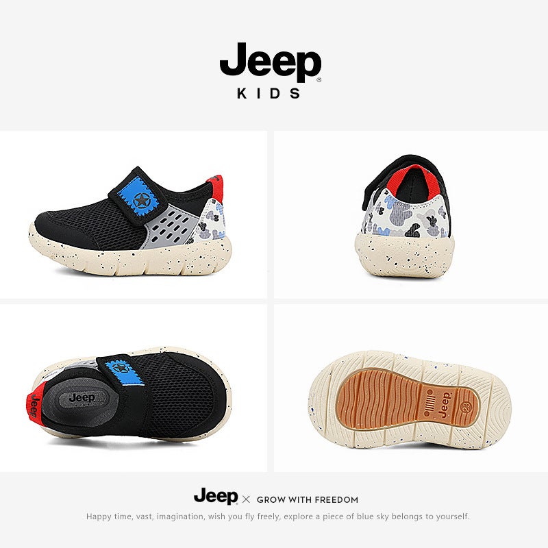 Jeep Baby Shoes 2025 Spring & Fall New Breathable Mesh Sports Shoes One-Leg Girls' Shoes For Small And Medium-Sized Children Velcro - Image 4