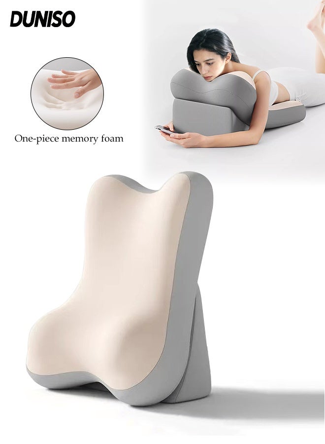 DUNISO Reading Pillow Large Bed Bedside Backrest Pillow Ergonomic Memory Foam Wedge Pillow for Headboard Lying Leaning and Prone Multi-Position Support Pillow Multi-functional Couch-Backrest Reading Pillow Adult Back Pillows for Reading Watching TV Gaming Relaxing - Image 1