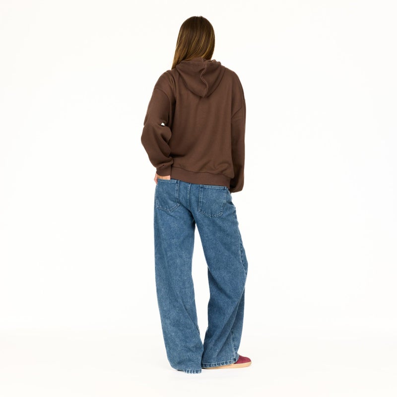Forever 21 Women's Oversized Fleece Hoodie â€“ Cozy Pullover Sweatshirt with Kangaroo Pocket and Drawstring Hood, Soft Cotton Blend for Loungewear, Streetwear & Casual Comfort, Brown, Large - Image 5