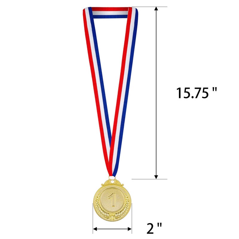 Awpeye 12 Pieces Award Medals 1st 2nd 3rd (Gold, Silver, Bronze) Metal Style Winner with Neck Ribbon, 2 Inches - Image 2