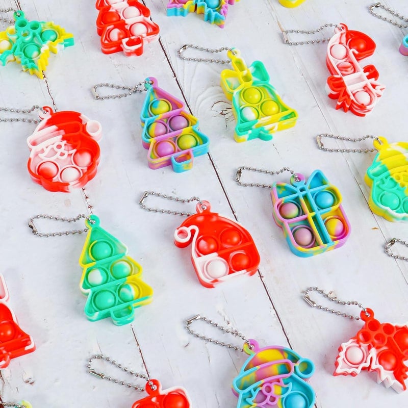 JDSTY 24Pcs Christmas Mini Pop Fidget Toy Pack for Kids Girls Boys Toddlers Christmas Stocking Stuffers Party Favors Gifts Stress Relief - Image 3