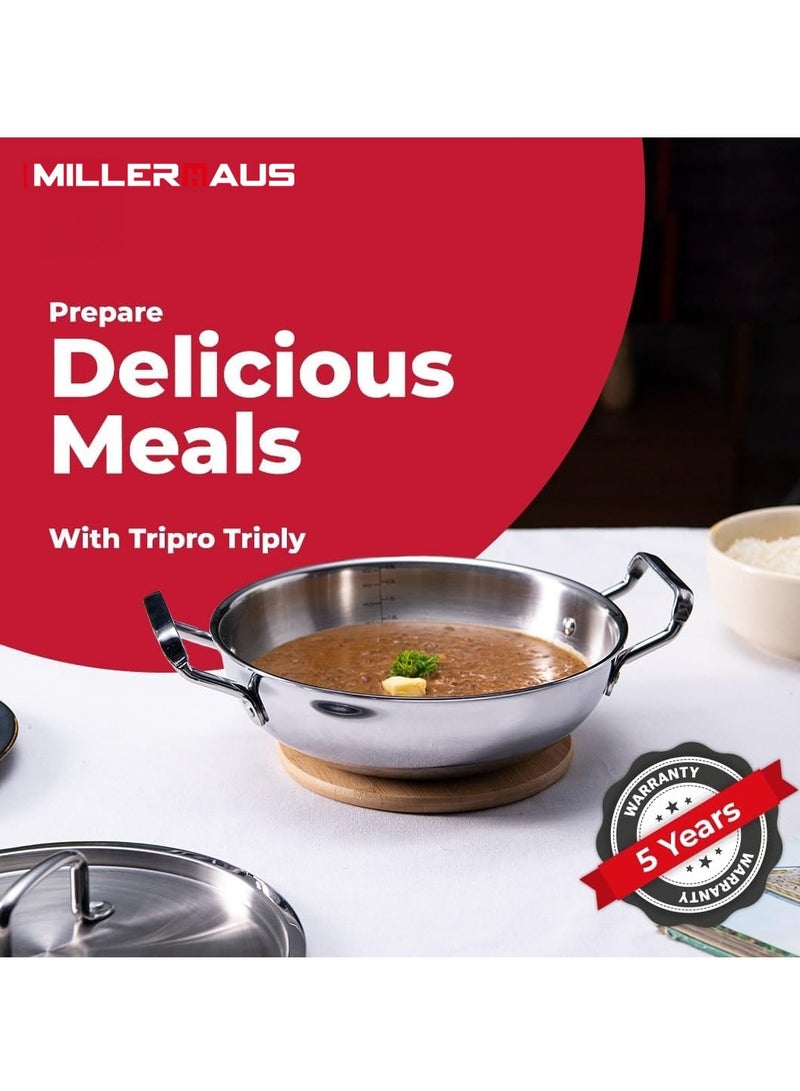 Millerhaus Tri-Ply Kadai 28cm Stainless Steel - Image 5