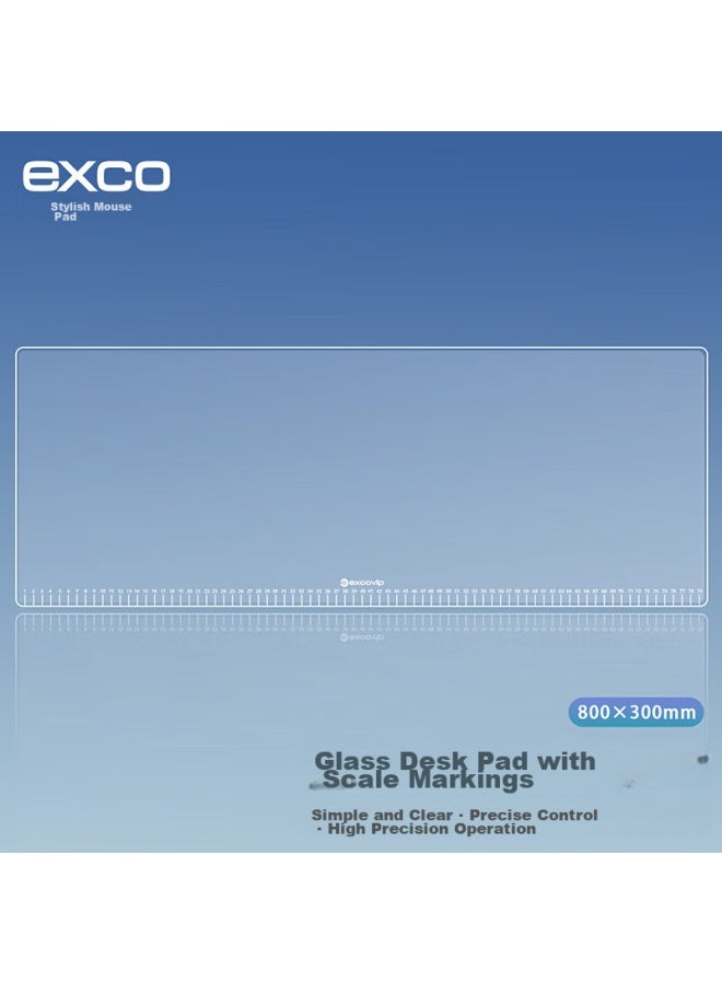 Exco Extra Large Photovoltaic Glass Scale Mouse Pad Desk Mat Transparent 80*30cm For Gaming, Office, And Laptop Use, Portable, Smooth And Hard 0171 - Image 2