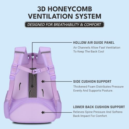 Elios Divi Bear Series 16-Inch School Backpack for Girls Ages 6-10 Y| Multi-Compartment, Lightweight, Water-Resistant Bag Grade 2 to 6 â€“ Ideal for School & Travel Use (Purple) - Image 3