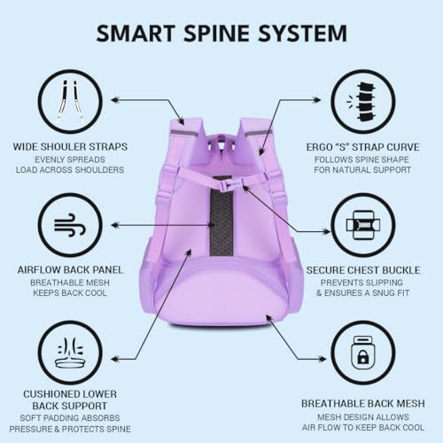 Elios Divi Bear Series 16-Inch School Backpack for Girls Ages 6-10 Y| Multi-Compartment, Lightweight, Water-Resistant Bag Grade 2 to 6 â€“ Ideal for School & Travel Use (Purple) - Image 4