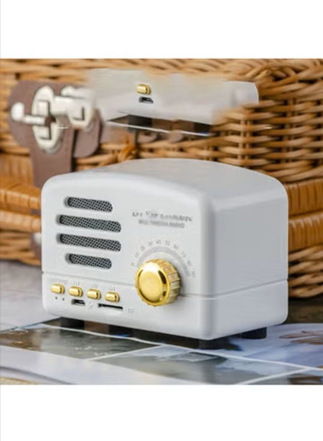 نيوترل مكبر صوت بلوتوث صغير رجعي صغير الحجم وسهل الحمل، مثالي للاستماع إلى الموسيقى والرد على المكالمات. مثالي لحفلات أعياد الميلاد والوجبات في الهواء الطلق والحفلات والمناسبات المماثلة. (أبيض) - Image 1