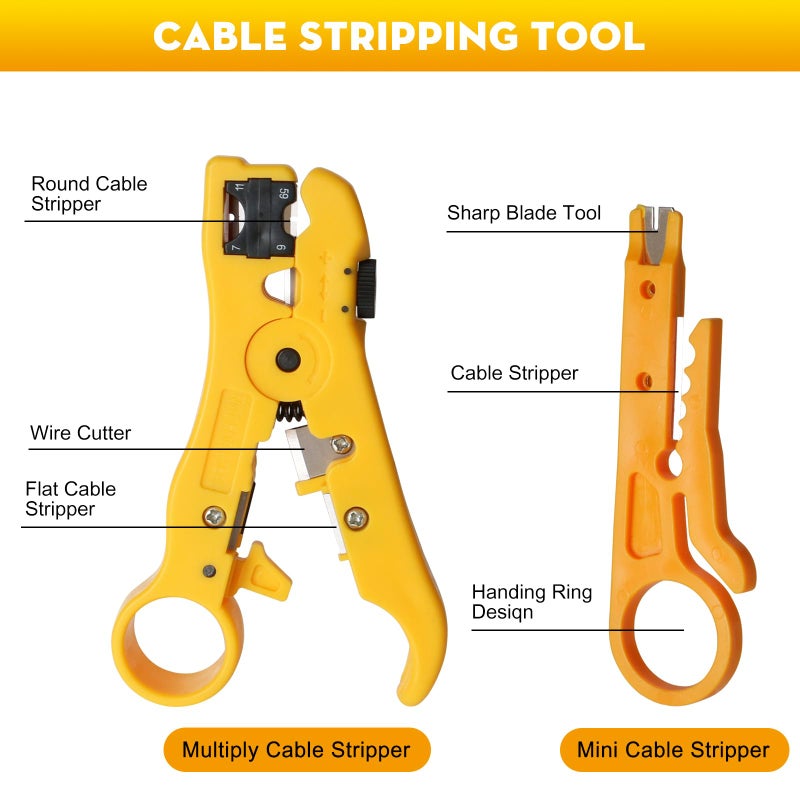 trophable Network Tool Kit, 12 in 1 Professional RJ45 Crimp Tool Kit Pass Through Crimper RJ45 Tester 110/88 Punch Down Tool Stripper Cutter Cat6 Pass Through Connectors and Boots - Image 2
