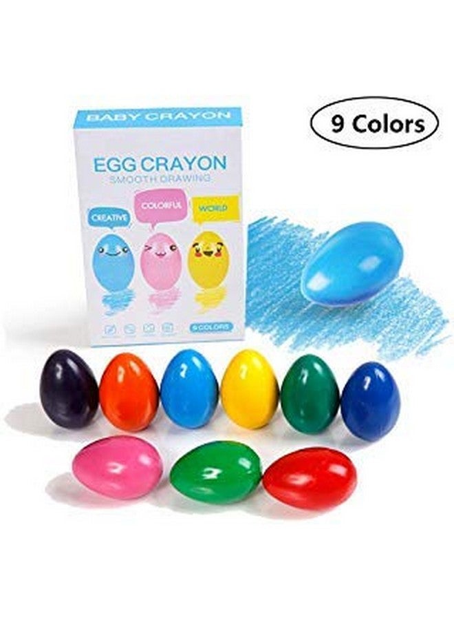 MAGQOO 9 Colors Toddlers Palm Grip Crayons Non Toxic Palm Grasp Washable Paint Crayons Stackable Toys For Kids Infants Baby Child Christmas Gifts 