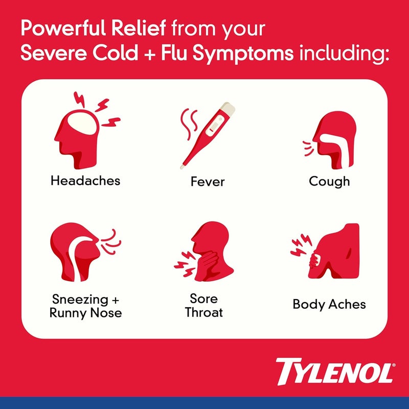 Tylenol Extra Strength Severe Cough Sore Throat Nighttime Liquid Cold Medicine MultiSymptom Cold Relief Acetaminophen Pain Reliever Dextromethorphan HBr Doxylamine Succinate 8 Oz - Image 3