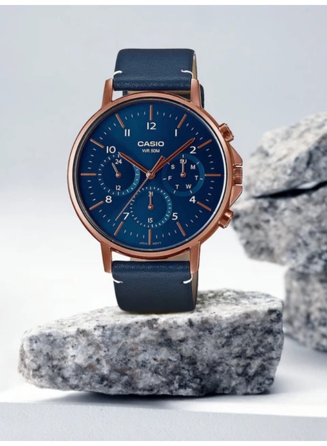 كاسيو ساعة كاسيو للرجال - MTP-E321RL-2AVDF مينا زرقاء، - Image 2