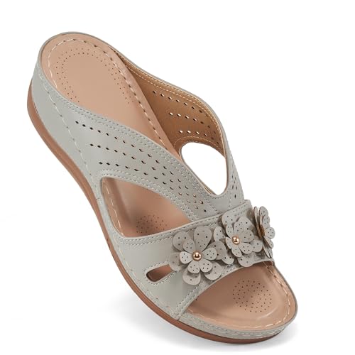 Ecetana Sandals for Women Wedge Shoes: Slip On Dressy Summer Comfortable Slides Sandals Lightweight Memory Foam Platform Shoes - Image 1