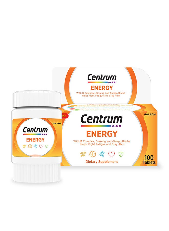 Centrum Energy Multivitamin with Ginseng and Gingko Biloba 100 Tablets - Image 2