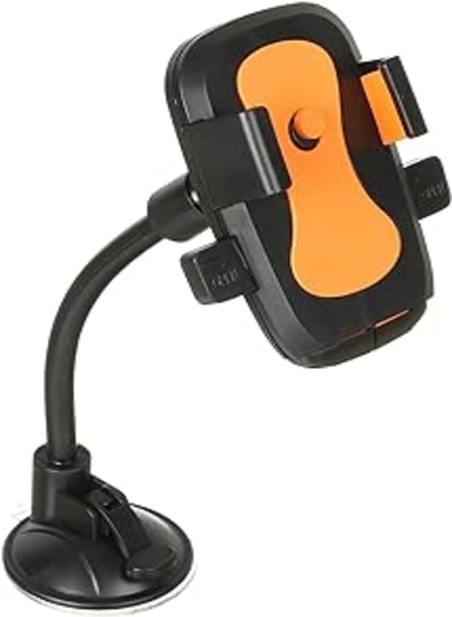 OR Car Phone Holder JS-011 2in1 for Dashboard/Windshield with 360° Rotation, Arms Height adjustable Stable fits all smartphones - Orange