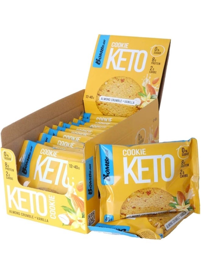 BOMBBAR Keto Cookie 12 40g, 12 pcs, vanilla/almond 