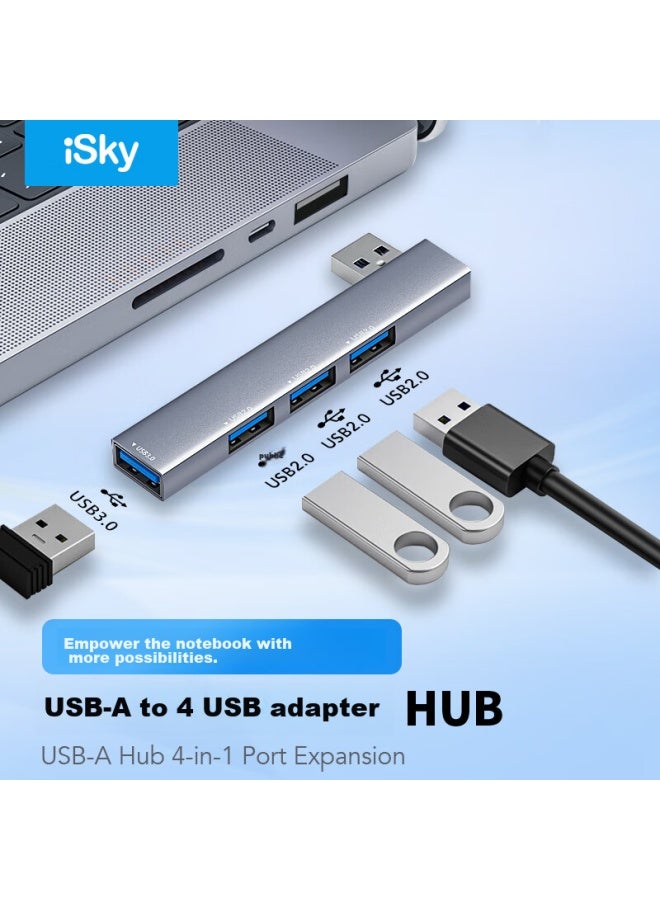 Isky Usb Hub, Right-side Adhesive Expansion Dock, Usb To Usb 3.0 Converter, Laptop Expansion Dock, Four-in Hub - Image 1