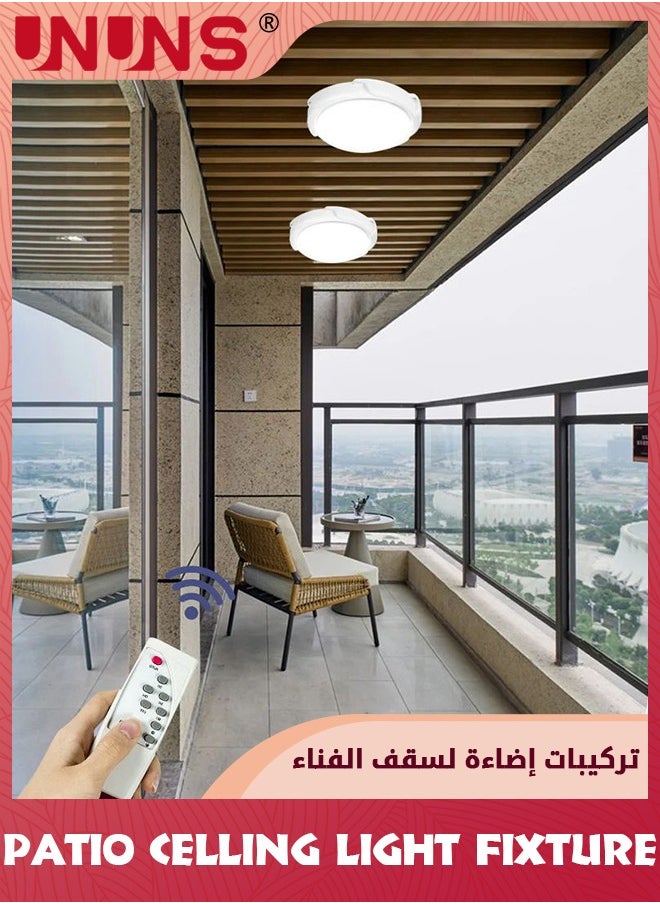 UNUNS مصابيح LED تعمل بالطاقة الشمسية، للاستخدام الداخلي والخارجي، وإضاءة سقف الشرفة بالطاقة الشمسية مع جهاز تحكم عن بعد، وإضاءة حظيرة الدجاج بالطاقة الشمسية بقوة 100 وات، وإضاءة شرفة تعمل بالطاقة الشمسية مع مستشعر من الغسق إلى الفجر ومؤقت  - Image 3