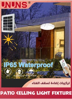 UNUNS LED Solar Lights,Indoor Outdoor, Solar Porch Ceiling Light With Remote, 100W Solar Chicken Coop Light,Solar Gazebo Lights With Dusk To Dawn Sensor And Timer  - Image 4