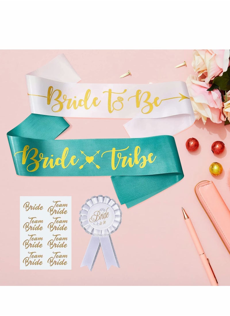 null - Bride Tribe Sash Set for Hen Party, 8 Pieces with Rosette Stickers and Badges - Image 1