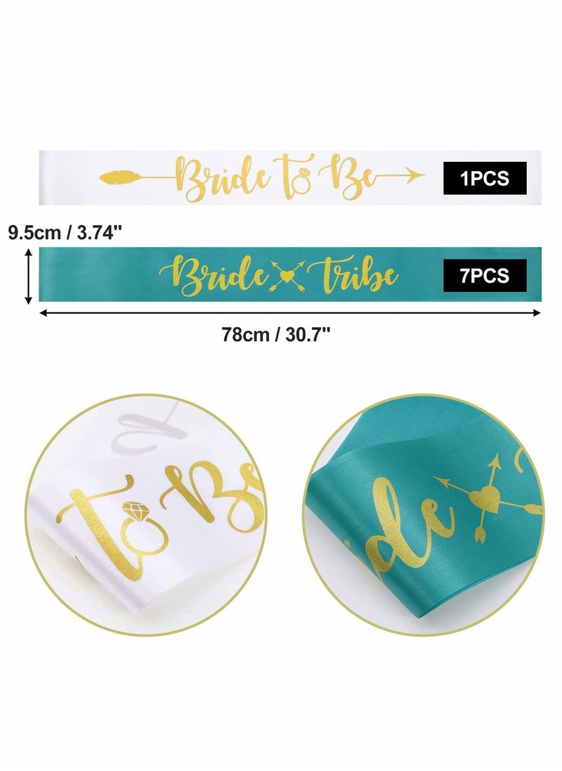null - Bride Tribe Sash Set for Hen Party, 8 Pieces with Rosette Stickers and Badges - Image 1