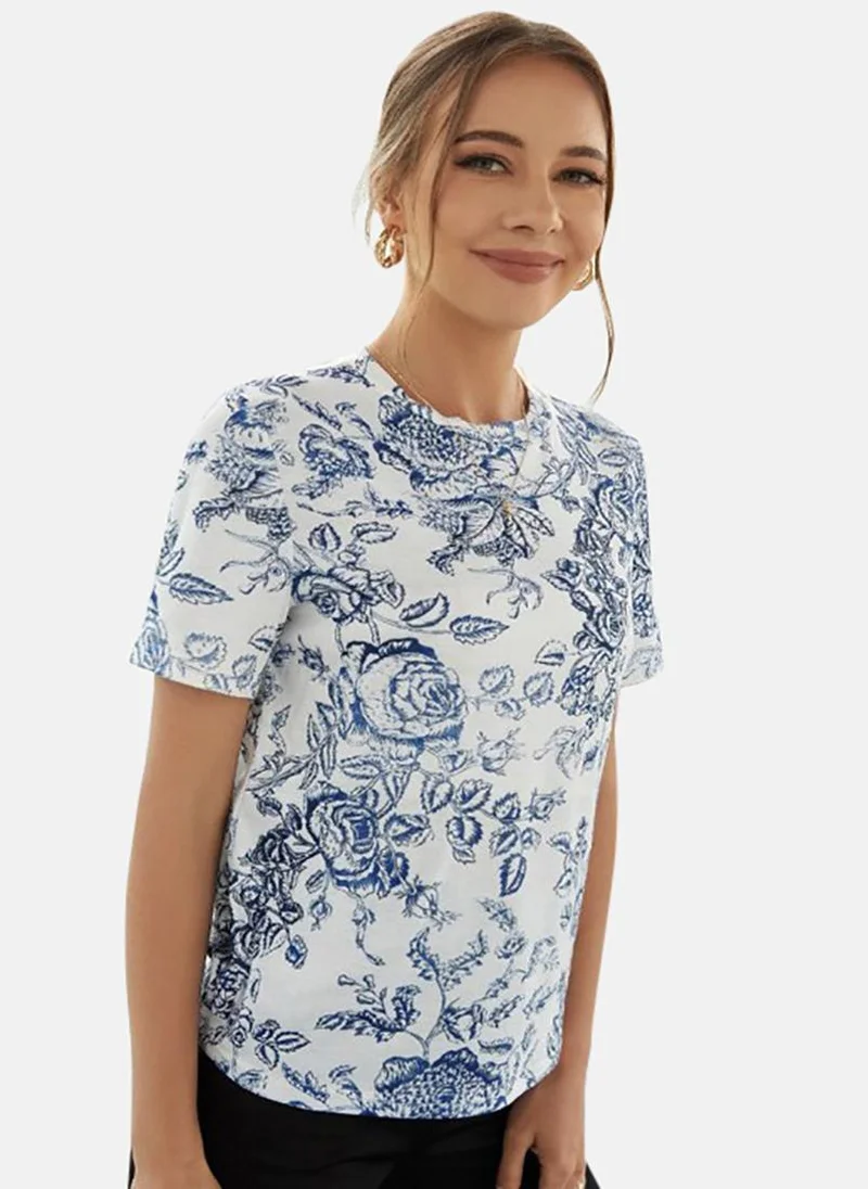 YUNIQEE White Floral Print Top