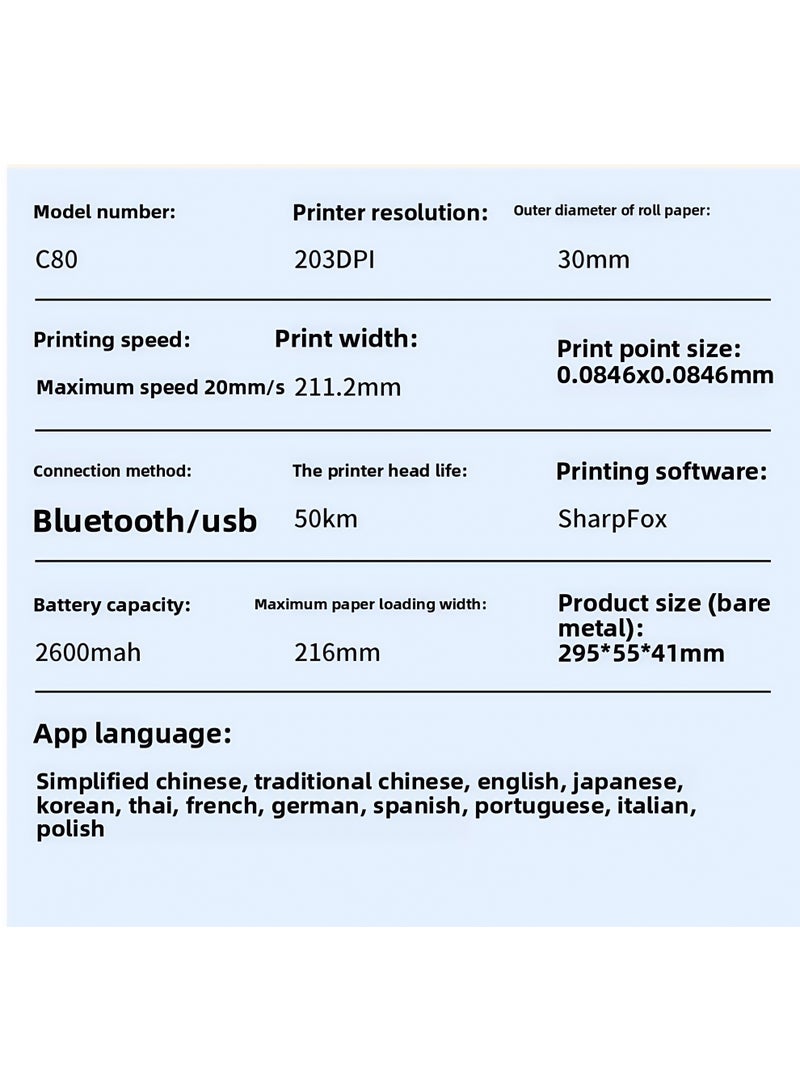 Claison Mini Thermal Printer Wireless Connect To Phone Print Test Papers Bluetooth Connect Print Tattoo  - Image 4