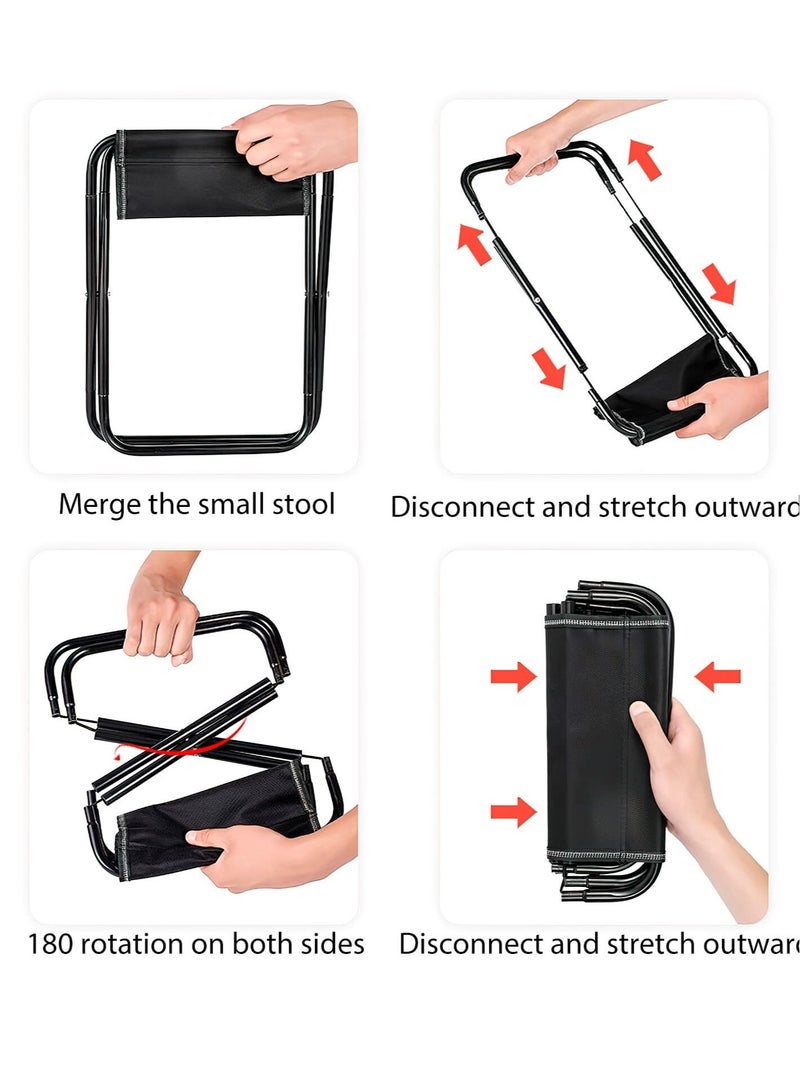 Excefore 2 Pack Portable Folding Stool with Carry Bag, Folding Stool Lightweight Camping Stool, Suitable for Fishing Hiking Backpacking Travelling BBQ Stool - Image 5