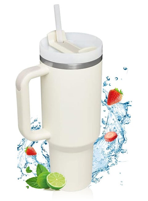 Tumbler 40oz with Handle and Straw Lid Insulated, 40 oz Stainless Steel Vacuum Insulated Water Bottles,  Reusable Car Travel Mug Iced Coffee Cup Keeps Hot and Cold for Hours