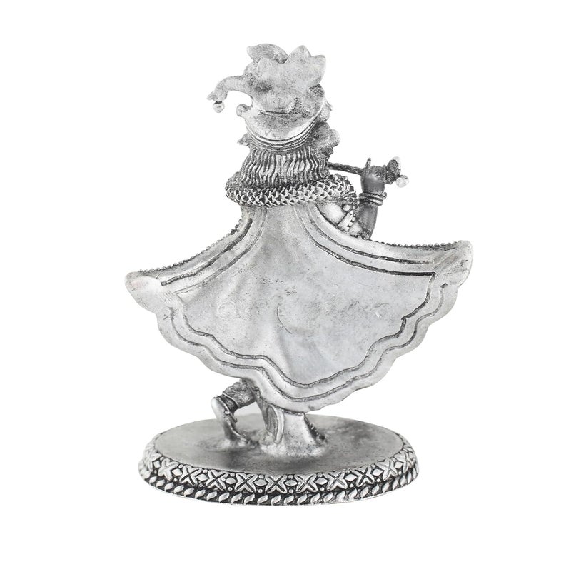 PRD CARATCAFE Krishna Pure Silver 925 Statue 33 GMS Approx Gopal Playing Flute with Mor Mukut Antique Look God Murti for Home Office Car Pooja - Image 4
