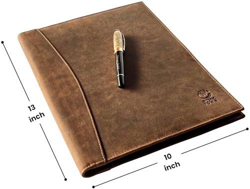 Rustic Town Leather Business Portfolio by Rustic Town | A4 Conference Folder Gift for Men & Women | Handmade Durable Leather Padfolio 3 + 1 Sleeves for Documents and Notepad - Image 2