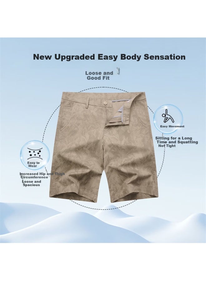 Dancing Wolves Comfortable Cotton Ammonia Summer Casual Shorts For Men With Trendy Letter Print And Breathable Design 701 Khaki 35 - Image 1