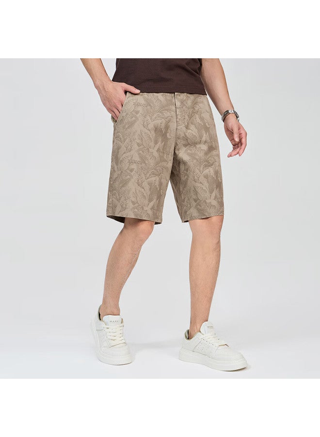 Dancing Wolves Comfortable Cotton Ammonia Summer Casual Shorts For Men With Trendy Letter Print And Breathable Design 701 Khaki 35 - Image 3