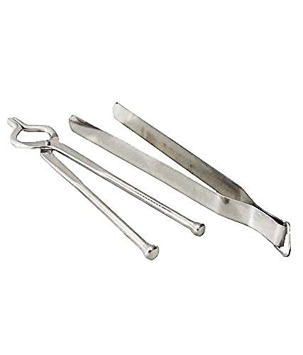 RJ kitchenware Store Stainless Steel Pakkad, Sansi Sandasi Tong Pincer Hot Utensils Holder Home Kitchen Tool with Stainless Steel Tong Roti Chapati Chimta Multipurpose (Pack of 2, Silver) Combo Pack - Image 5