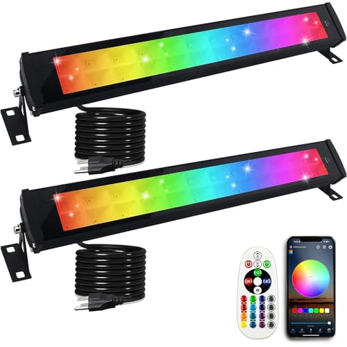 BOSITE 2 Pack 50W 96 LED RGB Light Bars Waterproof IP66 Smart APP/Remote Control Wall Washer Lights DIY 16 Millions Colors LED Light Bars for Room Stage Lighting Garden Outdoor Indoor - Image 1