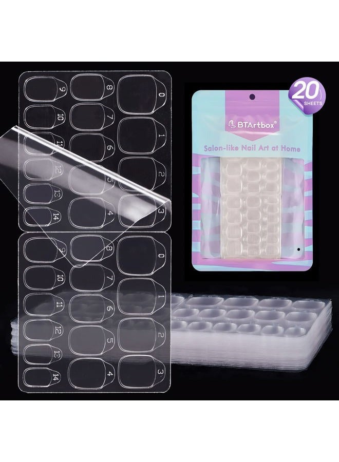 BTArtbox Nail Adhesive Tabs for Press On Nails - 20 Sheets 15 Sizes Ultra Thin & Waterproof Nail Stickers for Fake Nails, 600PCS Double Sided Jelly Nail Sticky Tabs for Manicure - Image 1