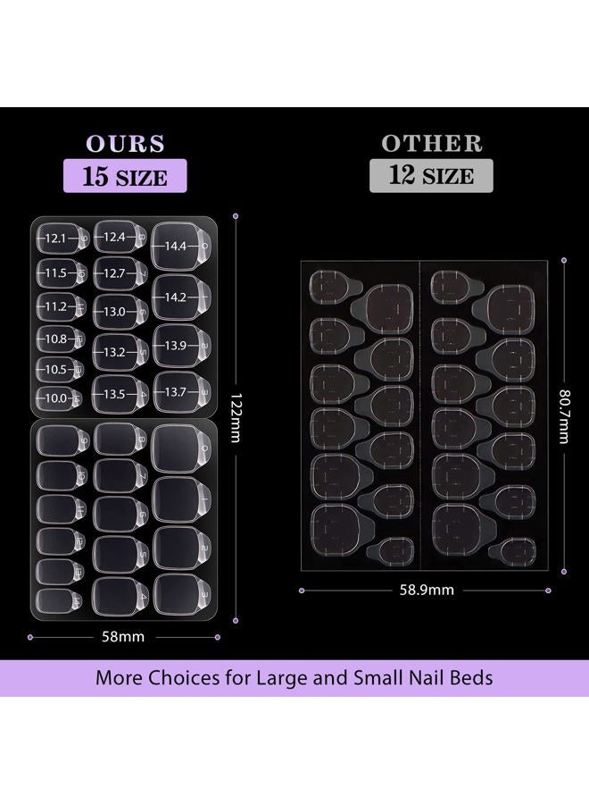 BTArtbox Nail Adhesive Tabs for Press On Nails - 20 Sheets 15 Sizes Ultra Thin & Waterproof Nail Stickers for Fake Nails, 600PCS Double Sided Jelly Nail Sticky Tabs for Manicure - Image 3