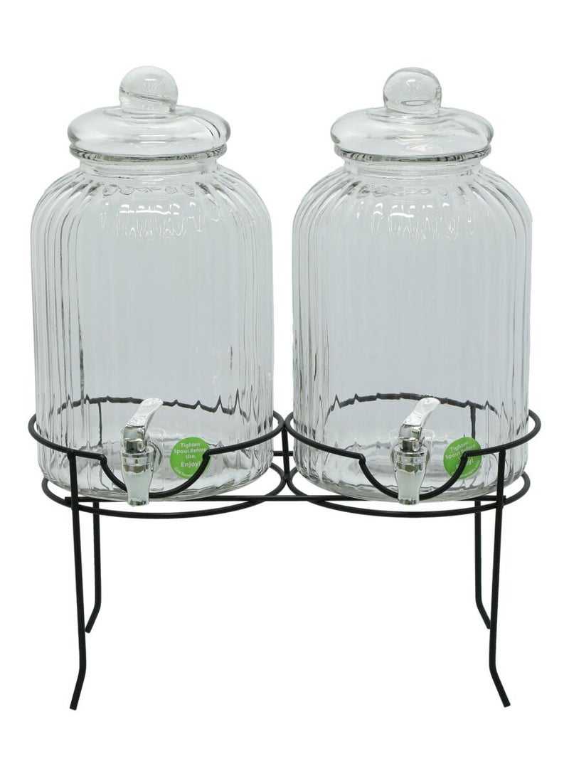 3-Piece Set Contemporary Design Glass Dispenser Carafe and Base Clear  - Image 2