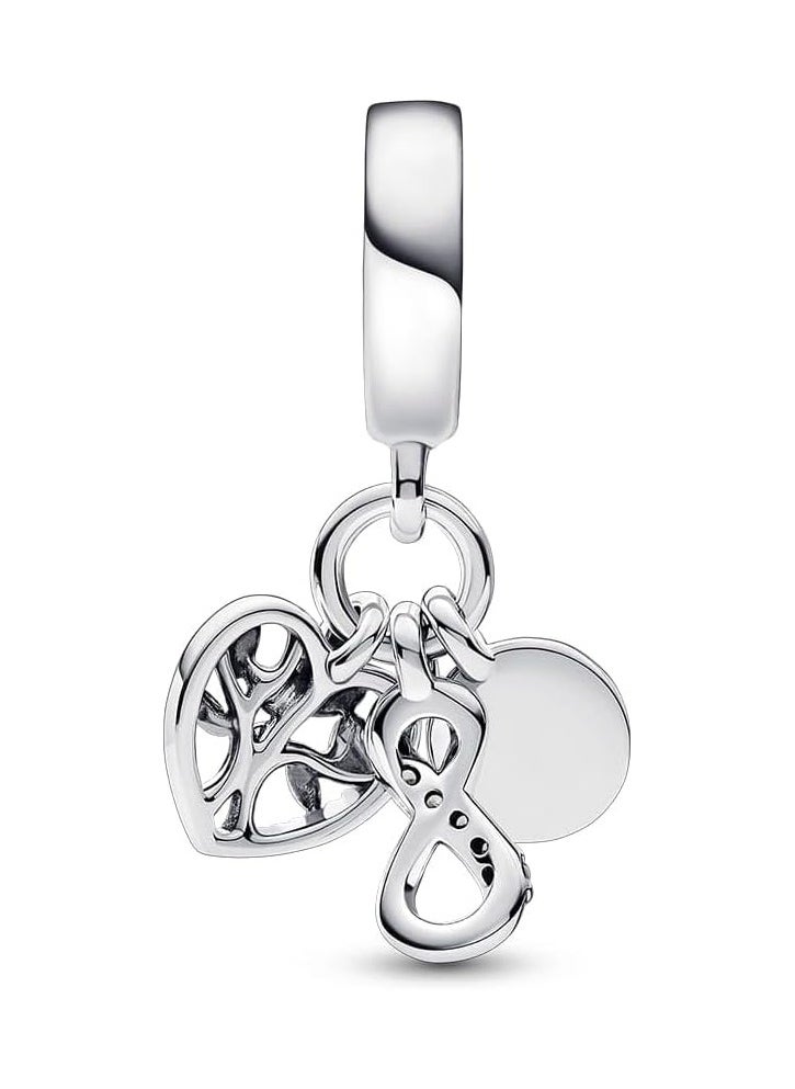 Generic Women's Sterling Silver Family Infinity Triple Dangle Charm  - Image 2