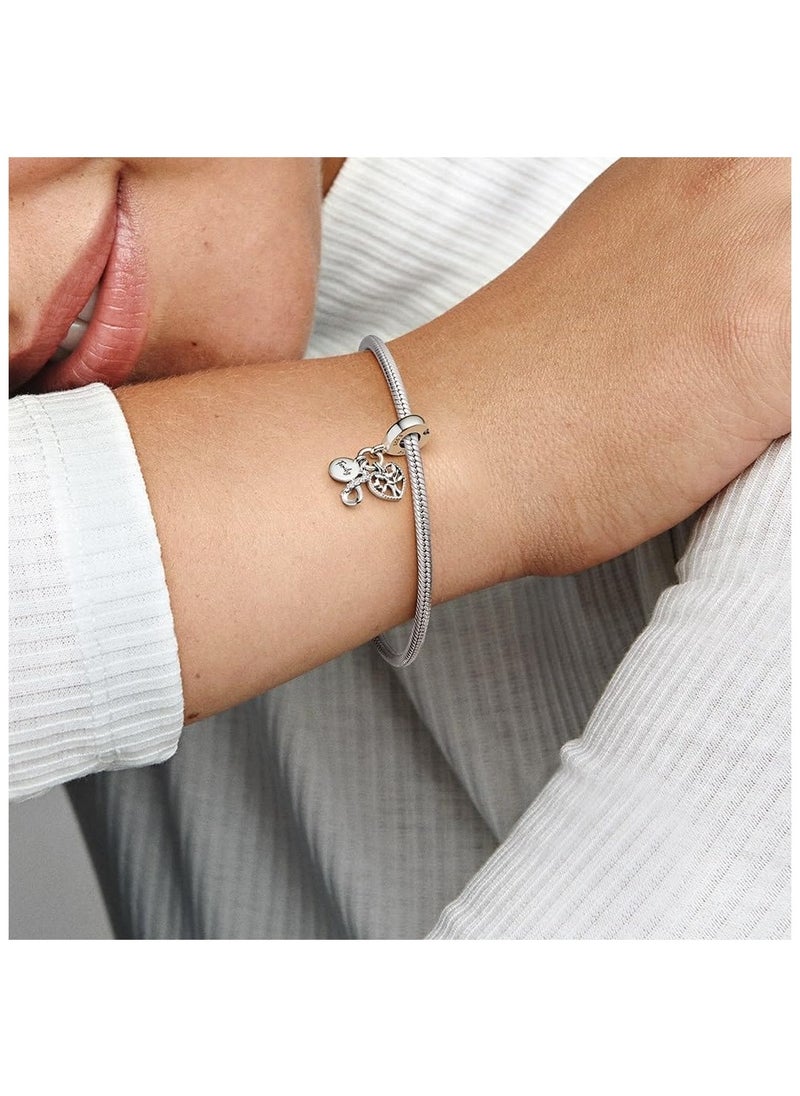 Generic Women's Sterling Silver Family Infinity Triple Dangle Charm  - Image 5