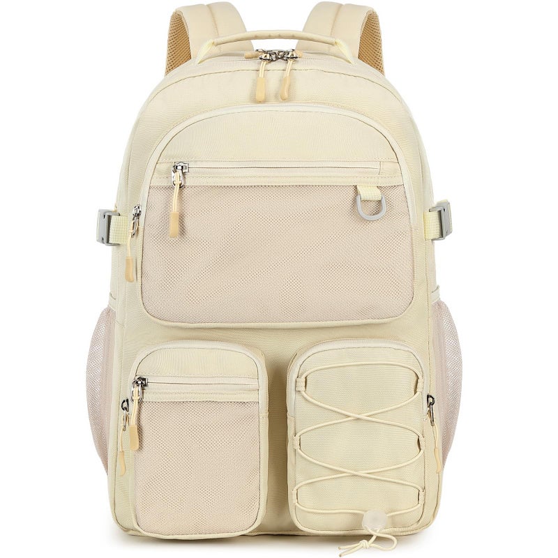Lohol Water Resistant Backpack with Mulitiple Pockets for School Travel Outdoor College 156 inch Laptop Bookbag for Girls and Women Beige - Image 2