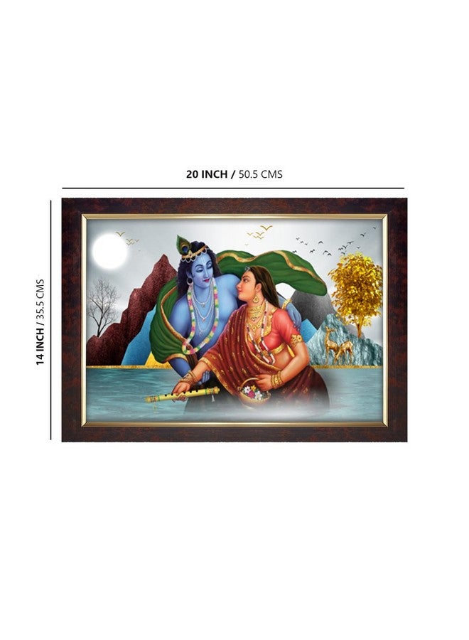 Dharvika Innovations Dharvika Innovations Radha Krishna Photo Frame Big Size Home Decoration with Sparkle Coated Lamination (14x20 Inch) - 20525 - Image 2