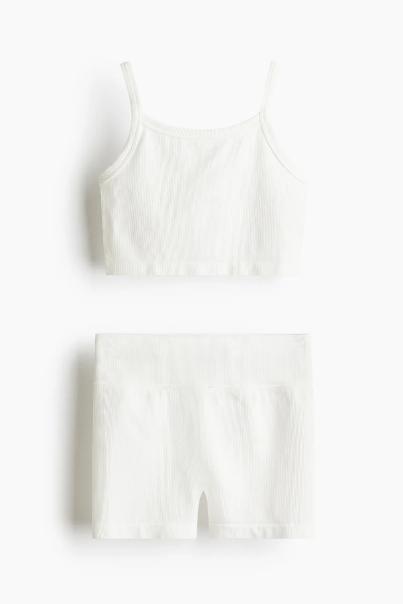 اتش اند ام طقم رياضي بدون درزات من نسيج دراي موف - قطعتين