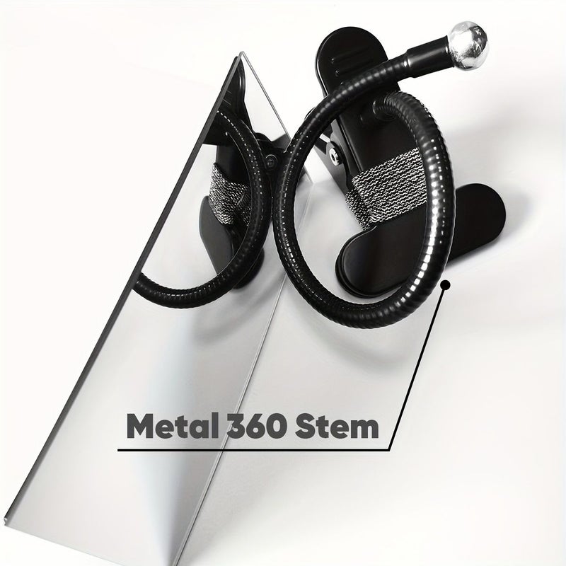 Black 360 Metal Stem Clip On Mirror for Eyelash Extension Office Safety Tool - Image 3