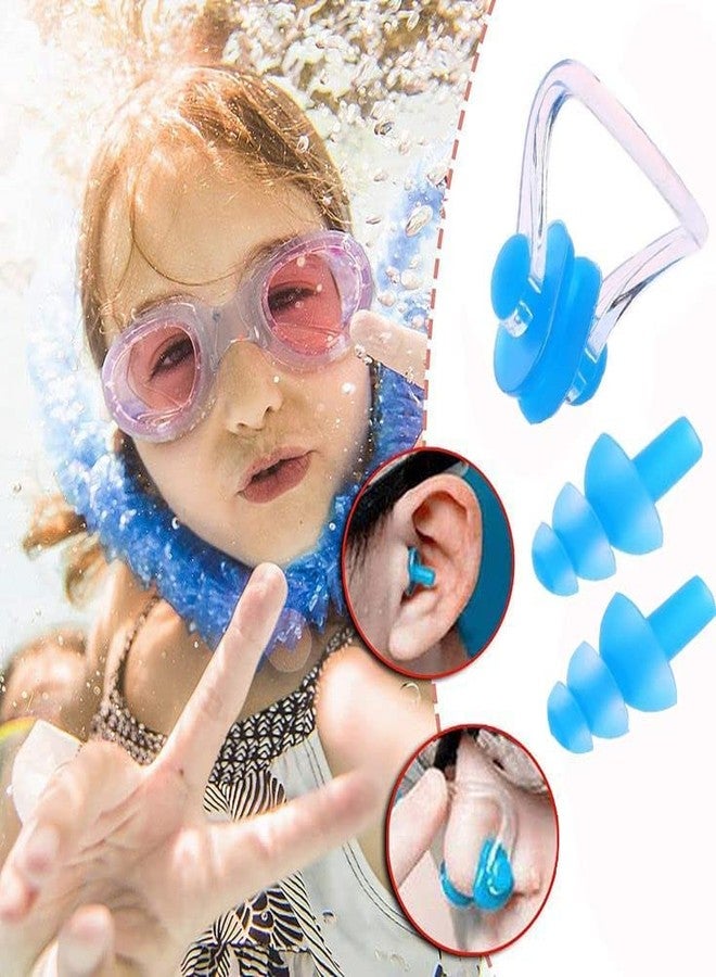 SEJASCOLLECTIONS 100% Silicone Anti Fog Swimming Goggles,Cap,Earplug & Noseplug Set- Ideal for All Age Group | Silicone Non Slip | Easy to Carry and Skin Friendly (Light Blue) - Image 4